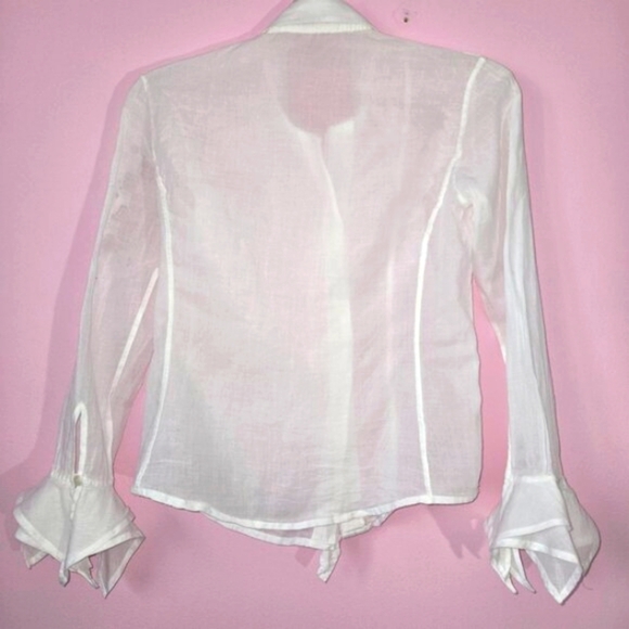 Escada White Ruffled Women's Button-up Top, Size XS, 100% cotton - Picture 8 of 9